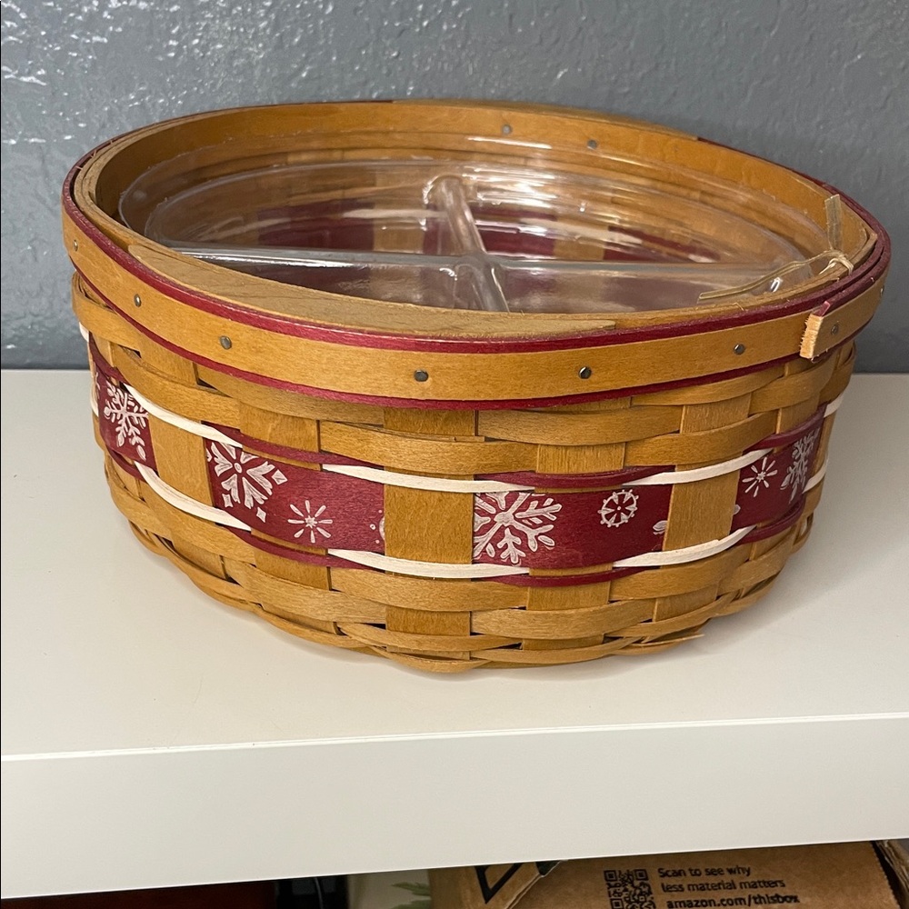Longaberger 2010 Holiday Hostess Large Falling Snow Basket Divided & protector - Picture 7 of 11